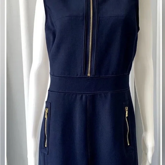 Tory Burch Blue with Gold Hardware with Embossment Dress EUC Size 4 - Picture 5 of 11
